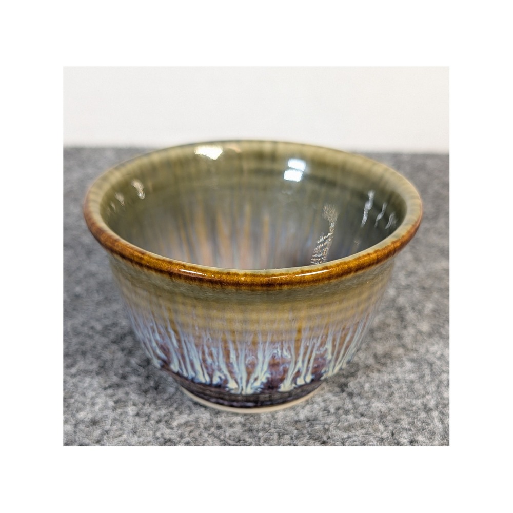 Art Pottery Tenmoku Style Tea Cup Brown Purple Crystalline Glaze Studio Ceramic